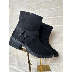 Splendid Samy 8.5 Black Harness Boot Calf High Vegan Suede Chunky